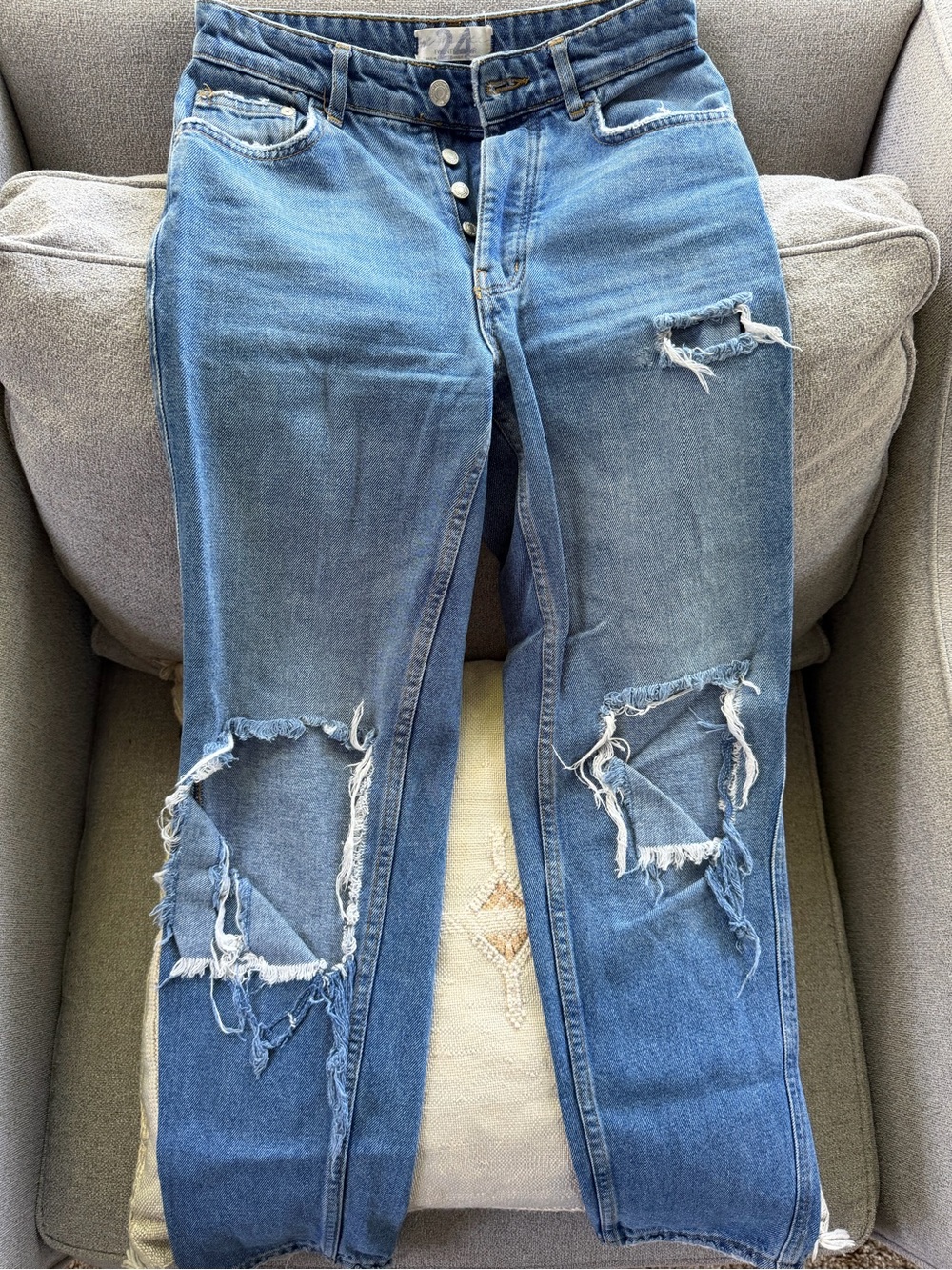 We The Free Mid Blue Distressed Skinny Jeans